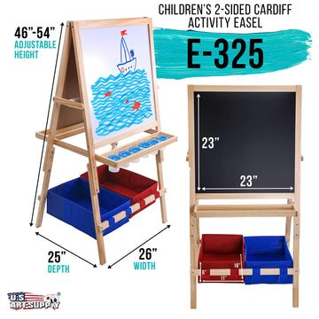 Us Art Supply Cardiff Children'S Art Activity Easel With Easel Paper Roll, 2 Large Storage Bins And Now 6 No-Spill Child'S Paint