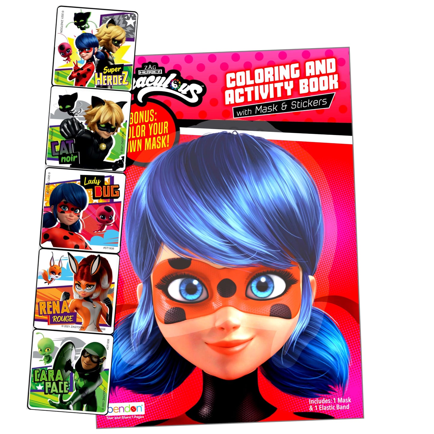 Miraculous Ladybug and Cat Noir - Activity Bundle - Miraculous Ladybug Stickers, Coloring Book, 2-Sided Door Hanger