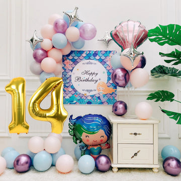 Smlpuame Gold Balloon, 40 Inch Number 14 Foil, For Birthday, Graduation, Wedding Anniversary Decorations, Includes Glue, Tying T