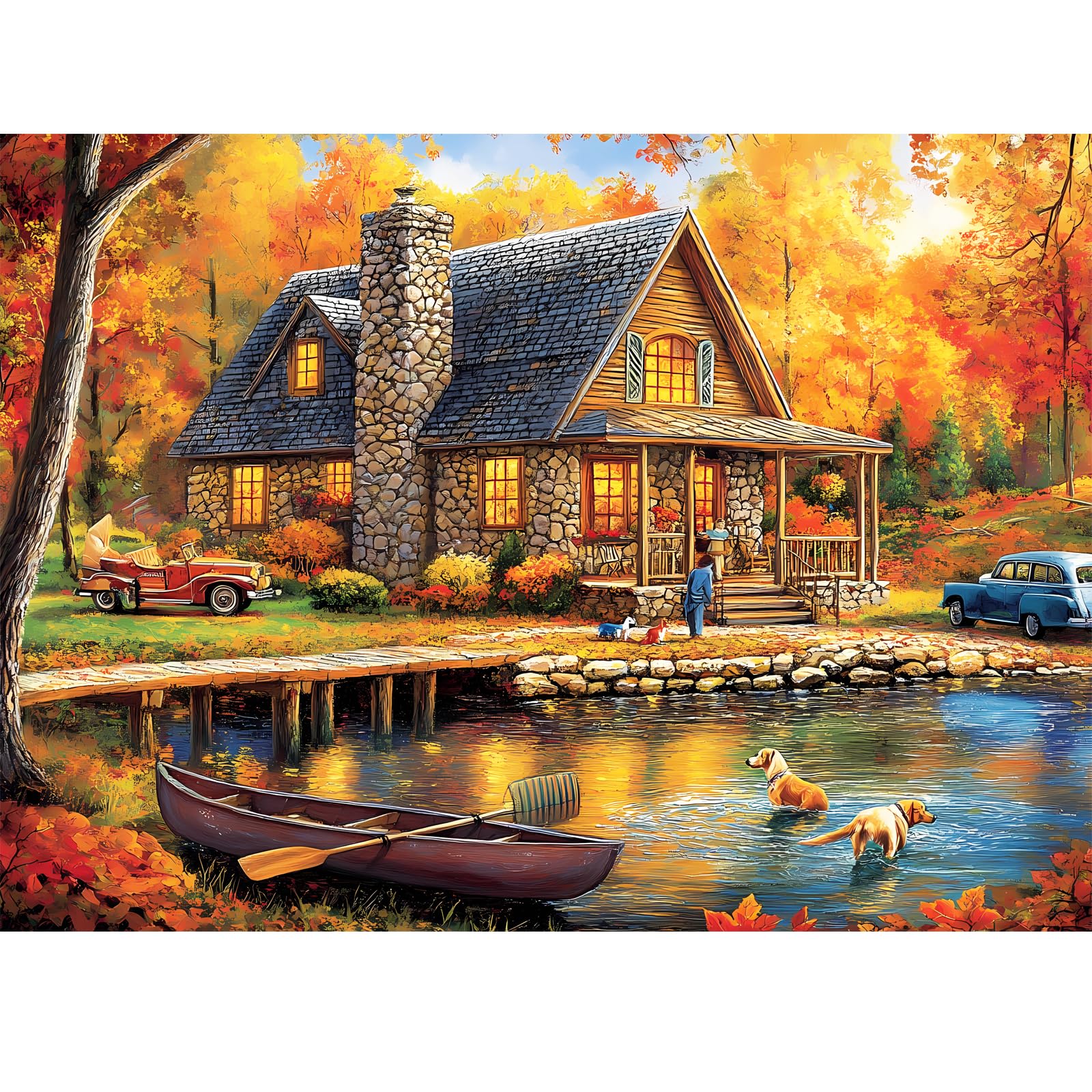 300 Piece Puzzles for mature-themed Jigsaw Puzzles Yellow Forest Boat Puzzle 300 Pieces Jigsaw Puzzles for mature-themed Kids Elderly Family Challenging Puzzles Game Home Decor Gift Toy 20.5x15IN