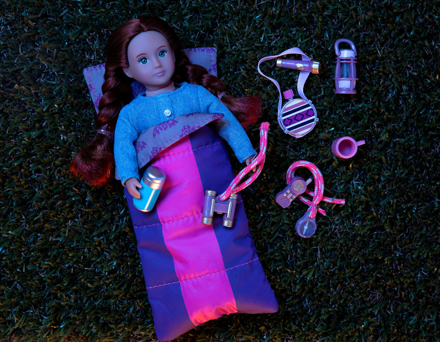 Lori – Hiking Set For Mini Dolls – Outdoor Accessories For 6-Inch Dolls – Sleeping Bag, Map, Play Food – Playset For Kids – 3 Years + – Hiking Accessories Set
