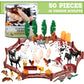 Farm Animal Toy Action Figure 50pc Set - Different Barnyard Animals & Accessories Including Horses, Chickens, Sheep & More - Gre