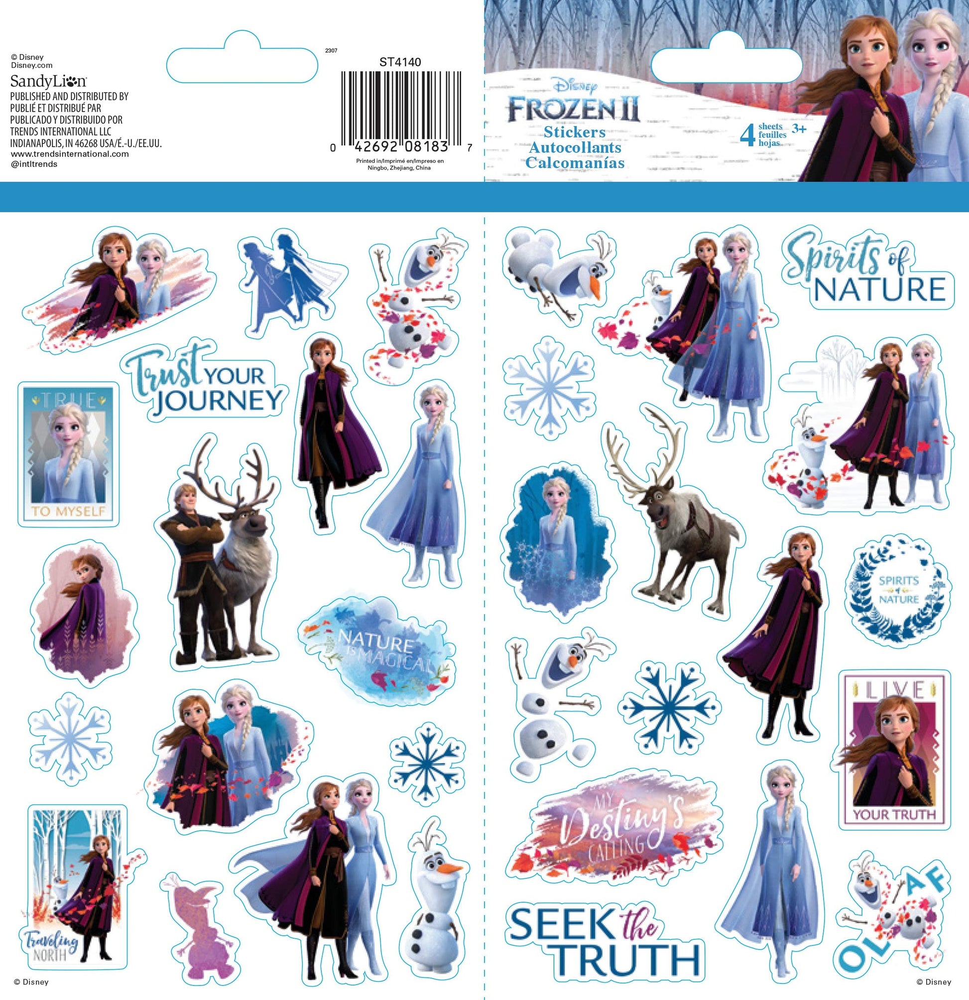 TRENDS INTERNATIONAL 2 Stickers, Frozen II, 4/Sheets