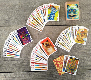 Flonzgift Psychedelic Cats Playing Cards (Poker Deck 54 Cards All Different) Unique Cats Art By Louis William Wain Vintage Cards