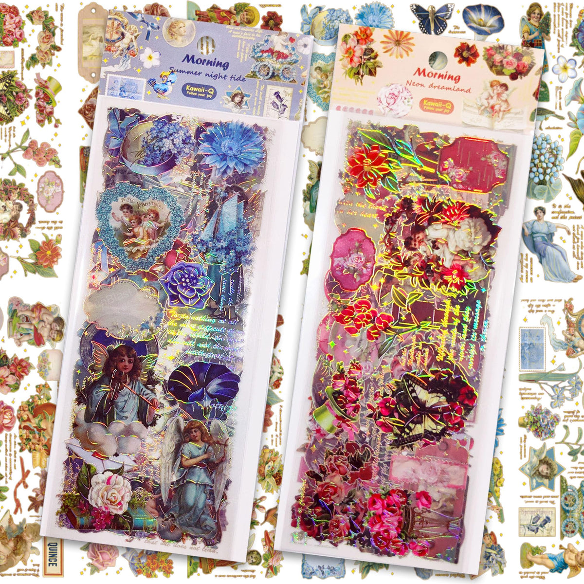 Funblast Kawaii Sticker Set  12 Sheets, 160+ Stickers Self Adhesive Stamping European And American Retro Red Flowers Decorative