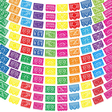 Boao 12 Packs 180 ft Mexican Party Decorations Fiesta Banner Plastic Papel Picado Banner Garland Cinco De Mayo Decor Dia De Los 