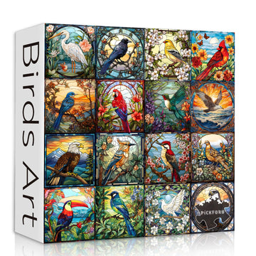 Stained Glass Puzzles For Adults 1000 Pieces, Bird Puzzles For Adults Flower With Cardinal Bird Parrot Hummingbird, Impossible Hard Challenging Jigsaw Puzzles For Adults