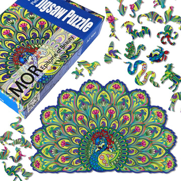 Ambiyaa Peacock| Wooden Jigsaw Puzzle For Kids & Adults | 31 Unique Animal Shape Pieces | Challenging And Educational Puzzle Gam