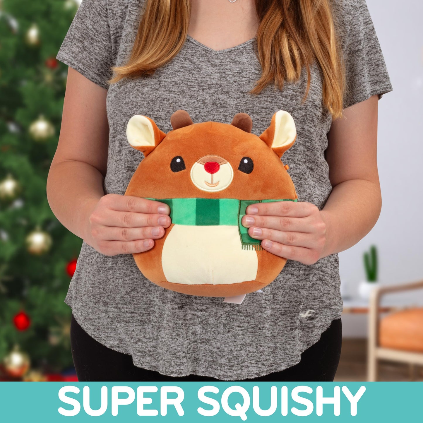 Squishmallows 8-Inch Rudolph Plush - Soft & Squishy Christmas Toy - Green - 2025 Limited Edition