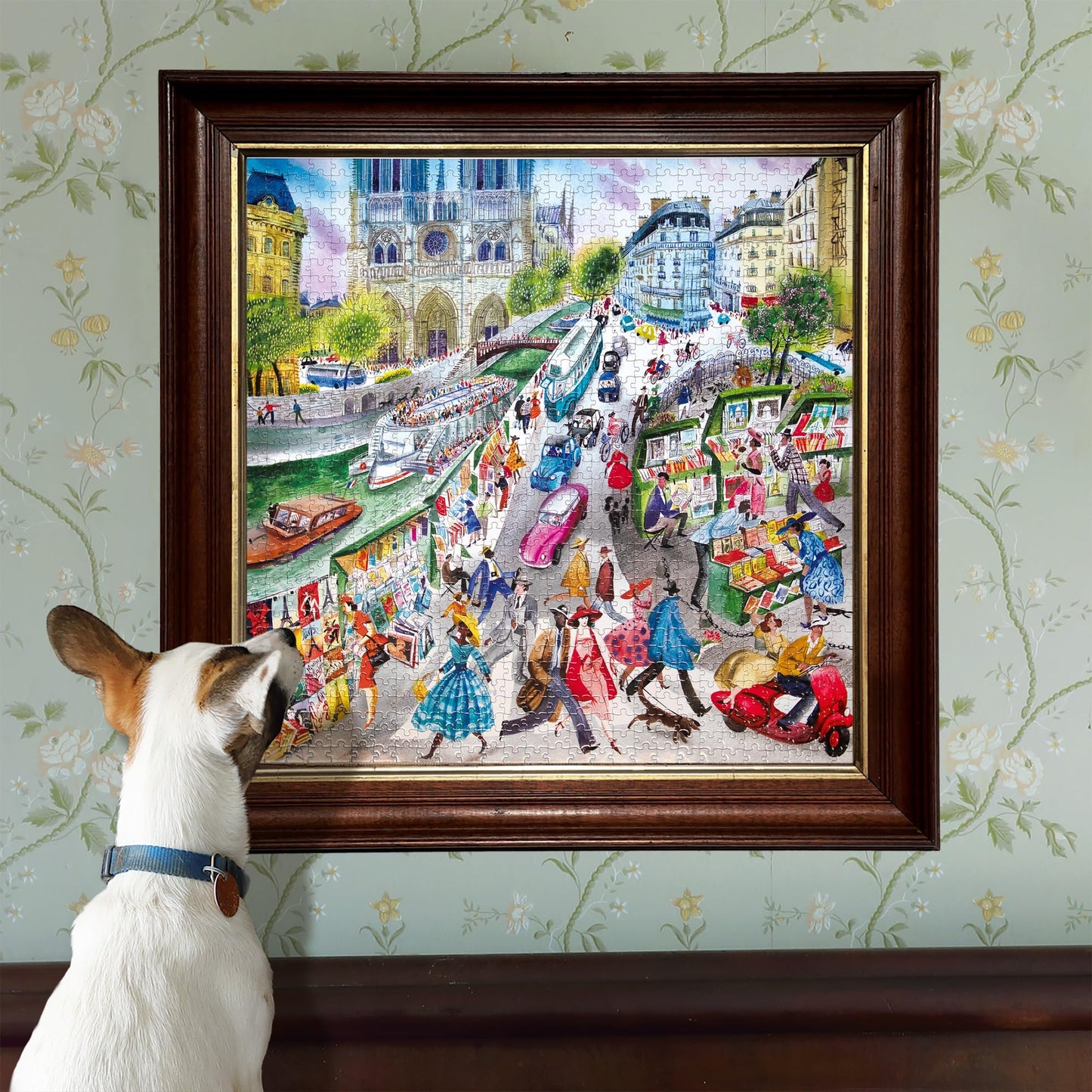 eeBoo Piece & Love: Paris Bookseller - 1000 Piece Puzzle - mature-themed Square Jigsaw  23x23  Includes Image Reference Insert  Glossy Pieces