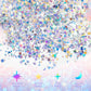 60 g/ 2.1 oz Holographic Star and Moon Table Confetti Iridescent Metallic Glitter Foil Confetti Sequin Star Moon Scatter for Hal