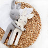 Cotton Crochet Bunny Doll Rattle Sleepy Head Bunny Toy | 13 Inch Baby First Stuffy Amigurumi Buddy Security Blanket Newborn Photo Prop (Gray Sleepy Bunny)