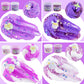 LAWOHO 6 Packs Gradient Purple Slime Kit - Cloud, Butter, Clear, Crunchy Slime for Kids, Non-Stick Party Favors, 360ml Beach Color