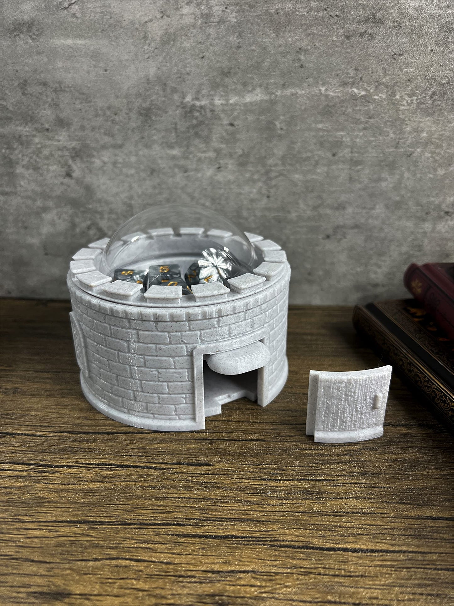 MunnyGrubbers Castle Dice Popper V2 - Marble Dice Jail with 7PCS D20 Set - Plastic Dice Roller & Tower for TTRPG & Board Games