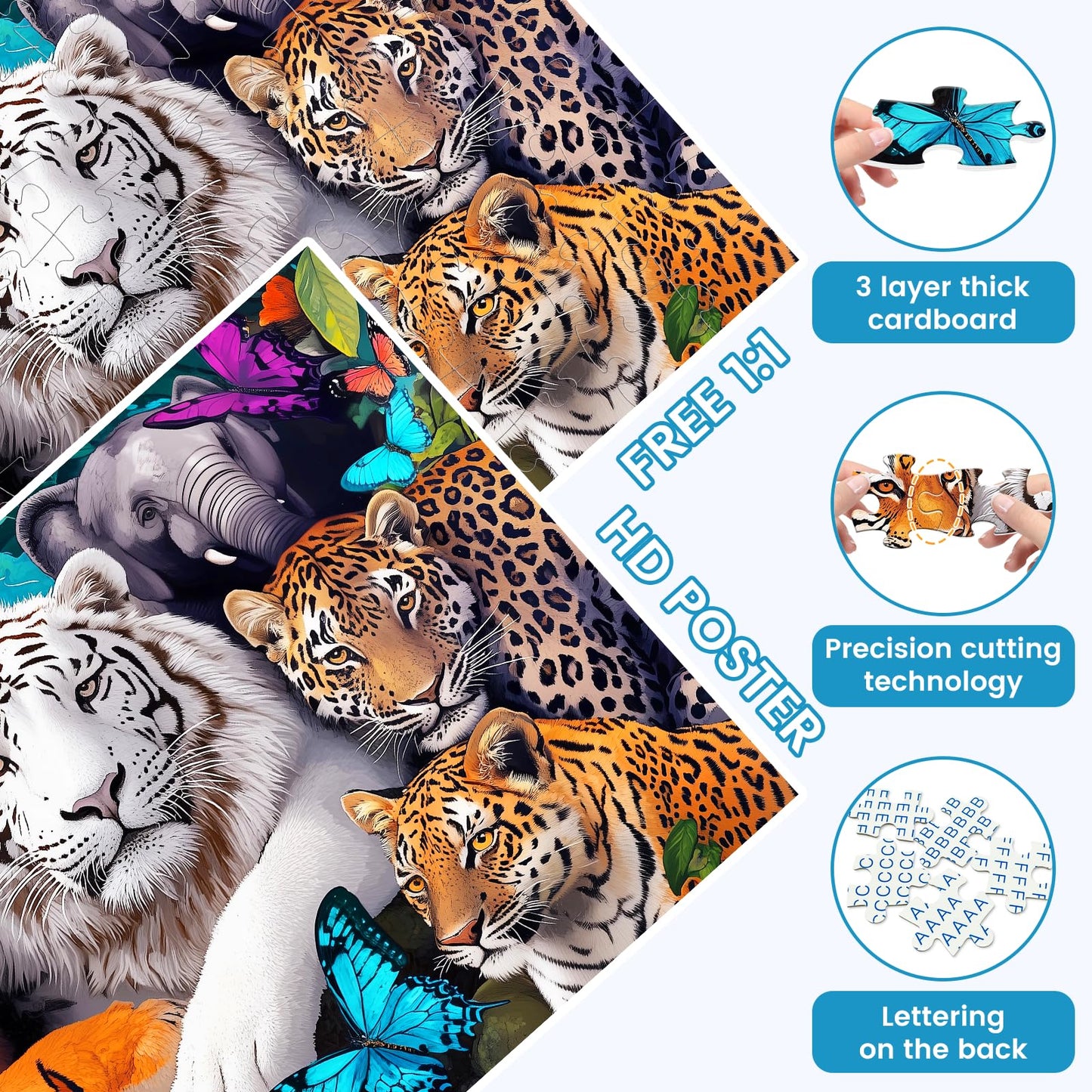 100 Piece Tiger Puzzles for Kids Ages 6-8 8-10 - Animal World Jigsaw Puzzles - 100 Piece Senior Jigsaw Puzzle for Toddlers Kids Puzzles Ages 3-5 Toys Birthday Gifts for Boys Girls mature-themeds-15 x 19