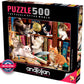 Anatolian Puzzle - Kittens In The Library, 500 Piece Jigsaw Puzzle, #3618