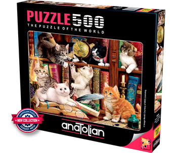 Anatolian Puzzle - Kittens In The Library, 500 Piece Jigsaw Puzzle, #3618
