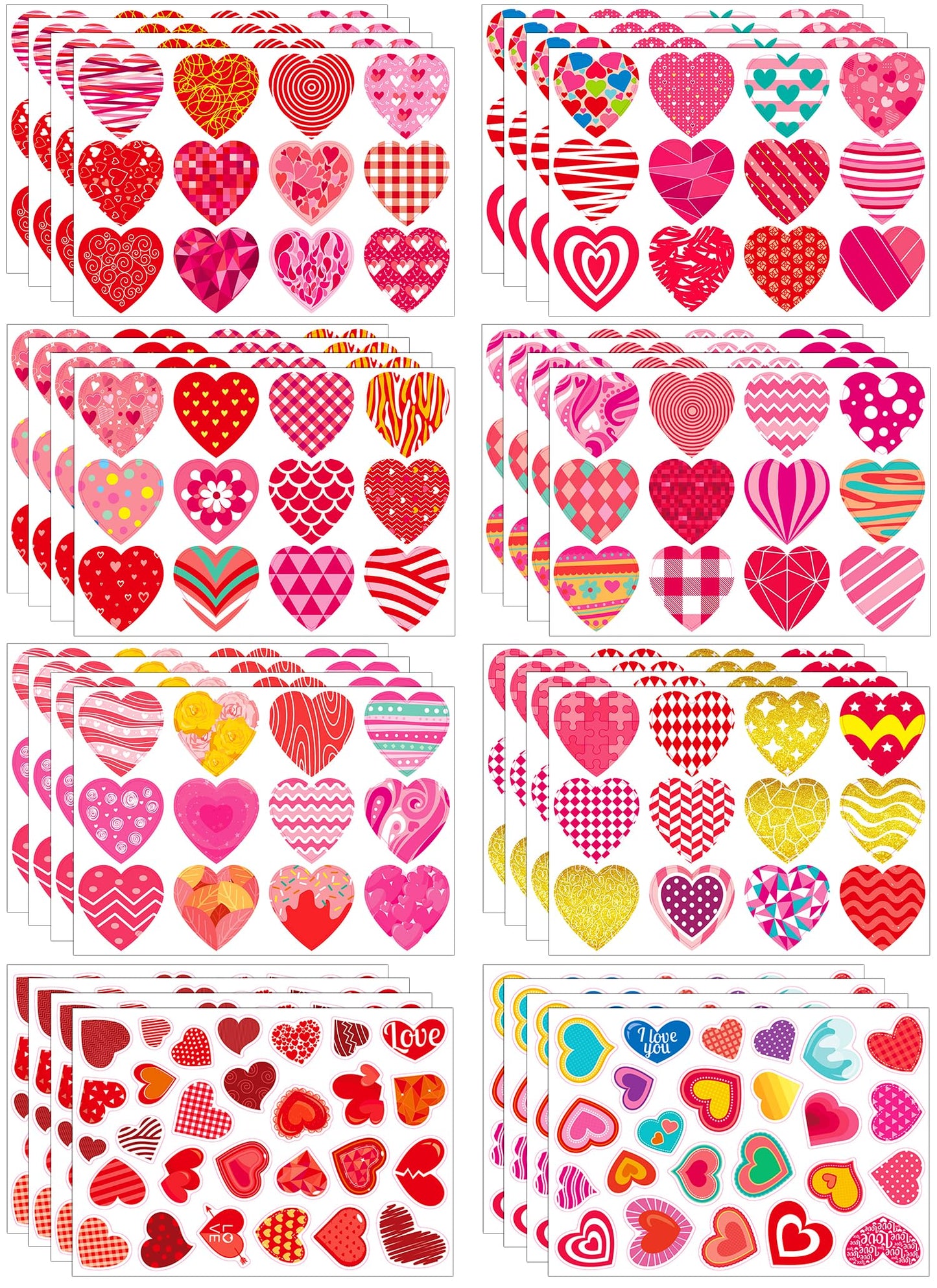 Valentines Stickers, 32 Sheets Cute Heart Stickers, Valentines Day Stickers for Kids, Class Gifts for Kids Classroom School, Cra