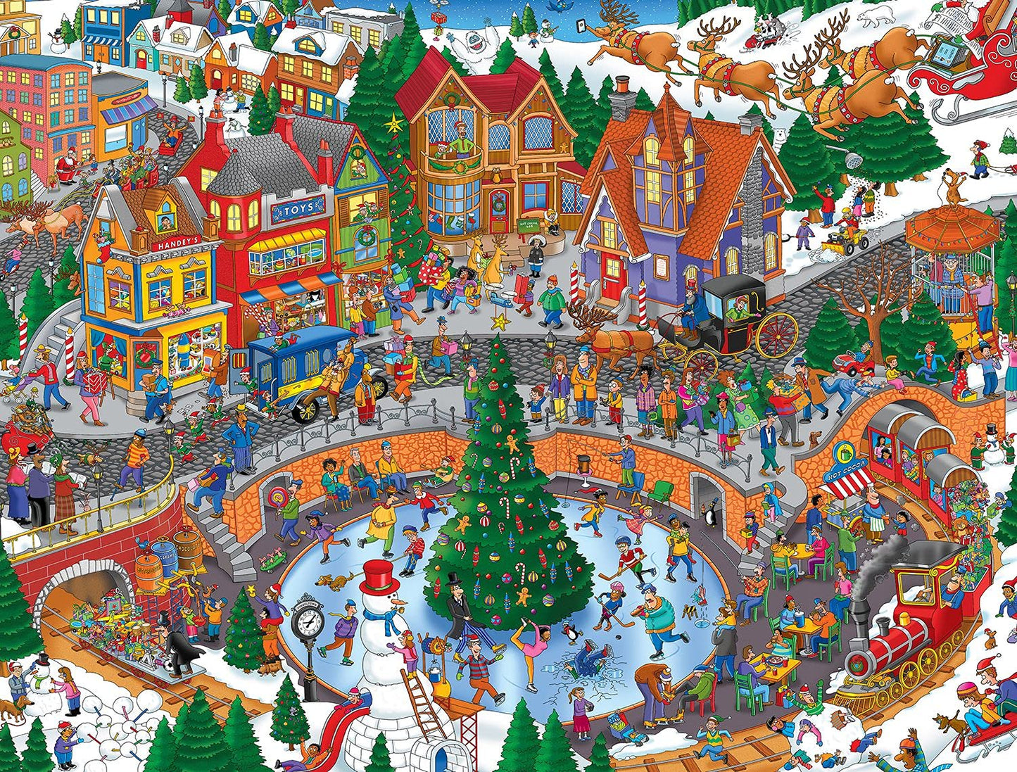 Springbok 400 Piece Holiday Havoc Jigsaw Puzzle - Fun Holiday Scene, Multi Color, Engineered Wood, Model 34-70553