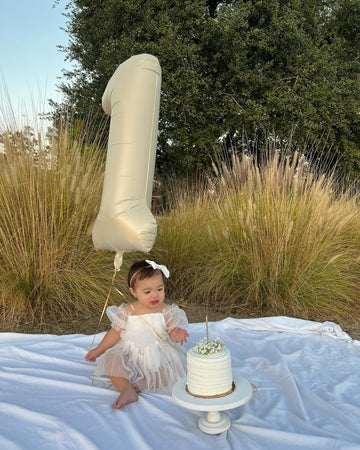 Cream Number 1 Balloon For First Birthday 40 Inch, 1St One Number Balloons Birthday Decorations For Girl Boy Toddler Baby