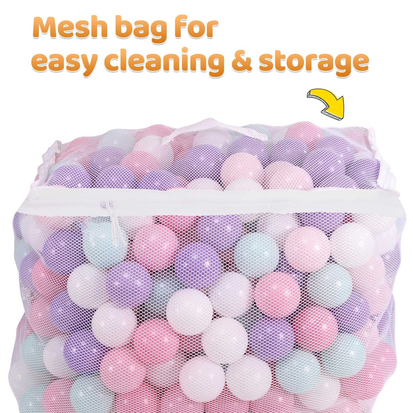 Balancefrom 2.3-Inch Phthalate Free Bpa Free Non-Toxic Crush Proof Play Balls Pit Balls- 6 Bright Colors In Reusable And Durable Storage Mesh Bag With Zipper