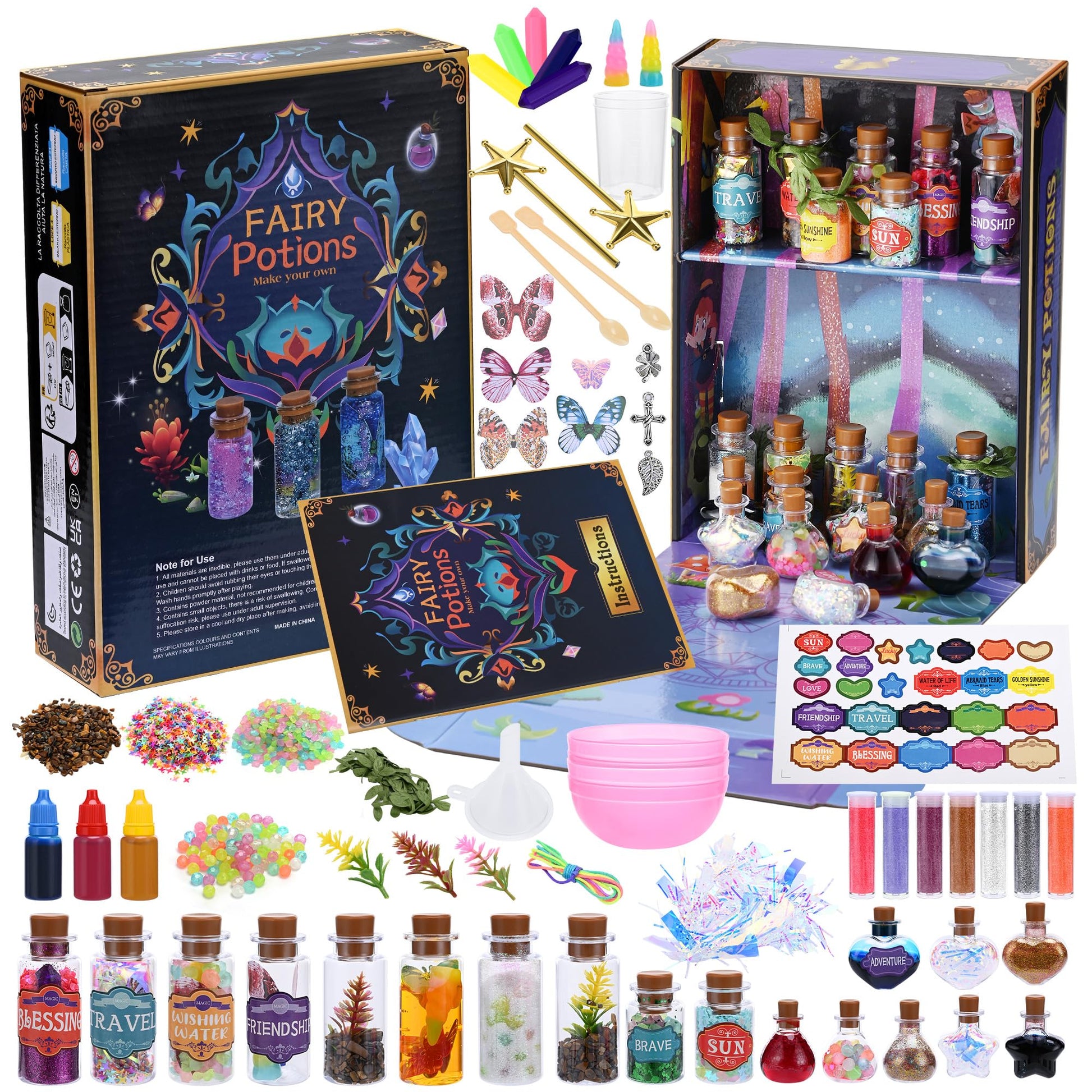Wothfav Fairy Magic Potion Kit for Kids - 22 Mixed Magic Wizard Potion Bottles, Halloween Christmas Decorations Birthday Gifts T