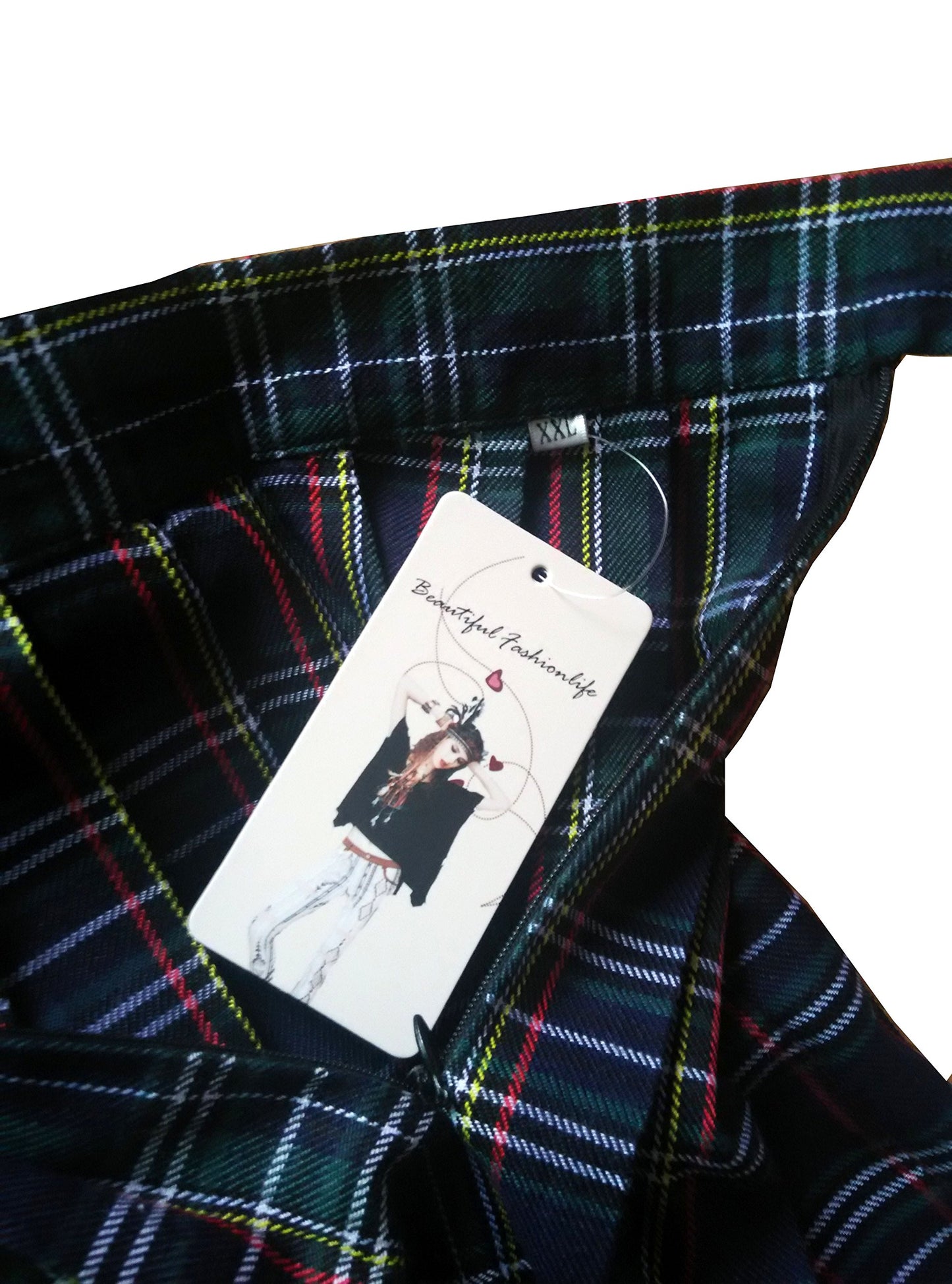 Women`S A-Line Pleated Stripe Plaid Summer Skirt(Xl,Yellow Green Red Stripes)