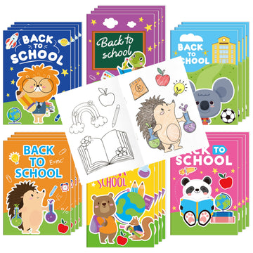 Back to School Coloring Books for Kids - 24Pcs Bulk First Day of School Mini Coloring Booklet Cartoon DIY Art Drawing Book for T