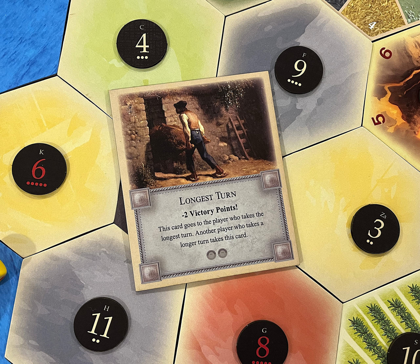 Tabletop Monthly Longest Turn Card for Catan 5th Edition, Seafarers & Expansions - Chipboard Material