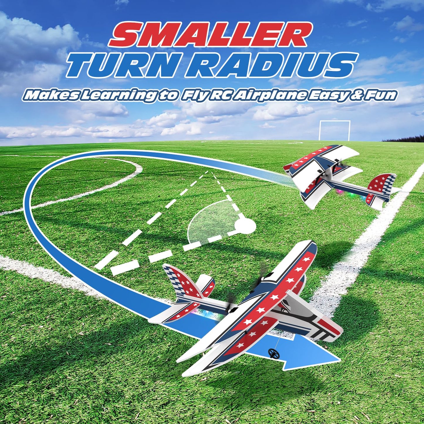Deerc Rc Plane, 2.4Ghz Remote Control Airplane W/ 3 Batteries & 6-Axis Gyro Stabilizer, 2Ch Rtf Rc Glider Toy For Beginners Kids