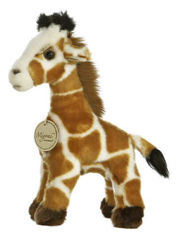 Aurora® Realistic Miyoni® Giraffe Stuffed Animal - Lifelike Detail - Cherished Companionship - Brown 9 Inches