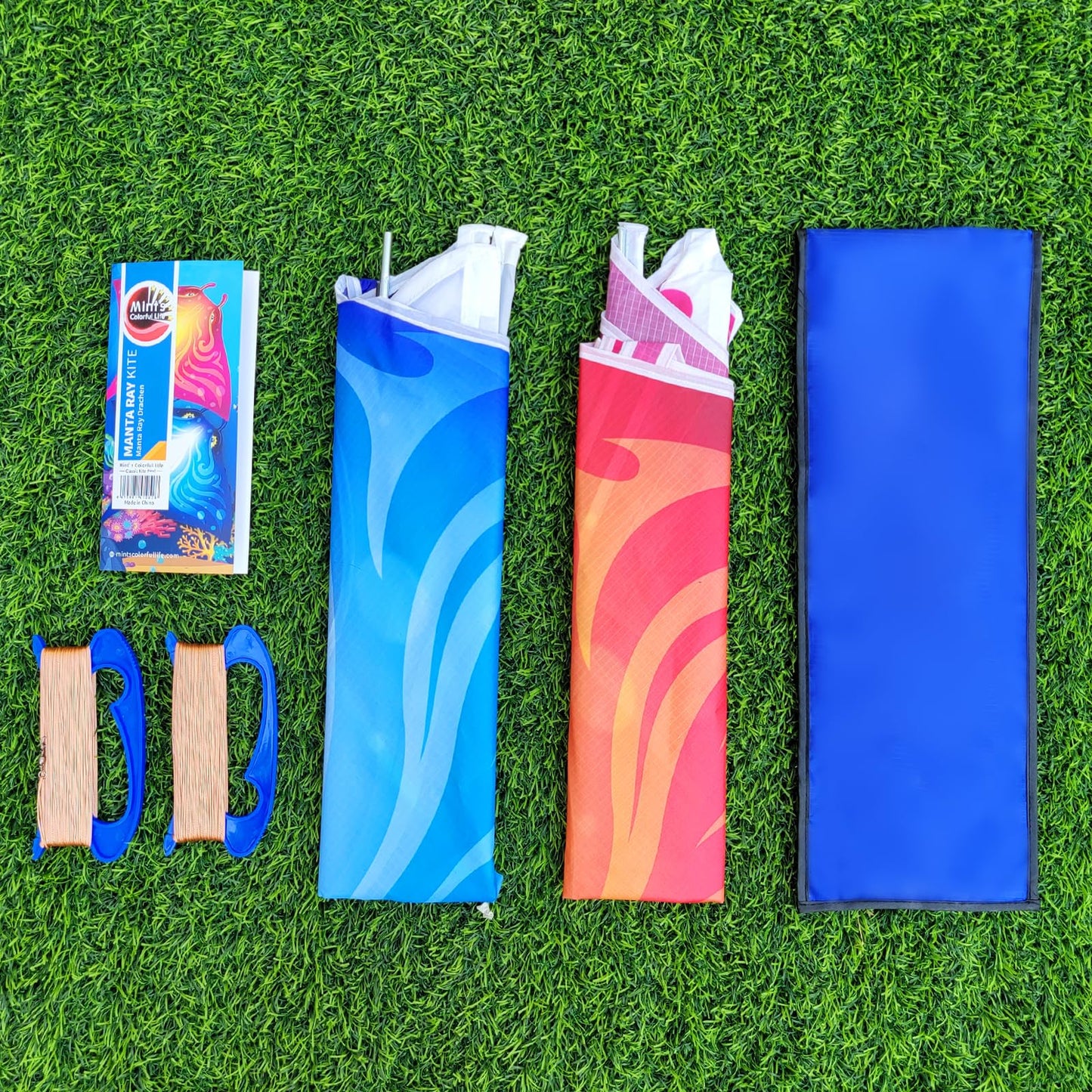 Mint'S Colorful Life 2 Pack Devil Fish Kite For Kids Adults,Easy To Fly Delta Kite Single Line Large, Kite Handle Include (Blue&