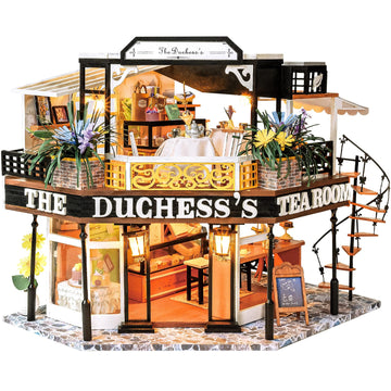 Cutebee Dollhouse Miniature With Furniture, Diy Wooden Dollhouse Kit Plus Dust Proof, Creative Room Idea (The Duchess'S Tea Room