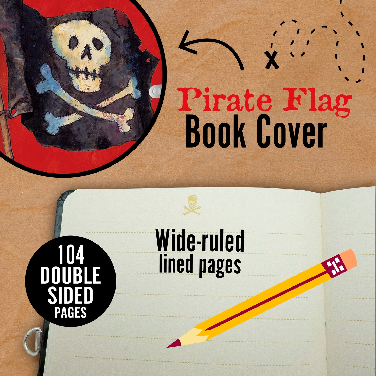 Peaceable Kingdom Pirates 6.25' Lock And Key, Lined Page Diary For Kids