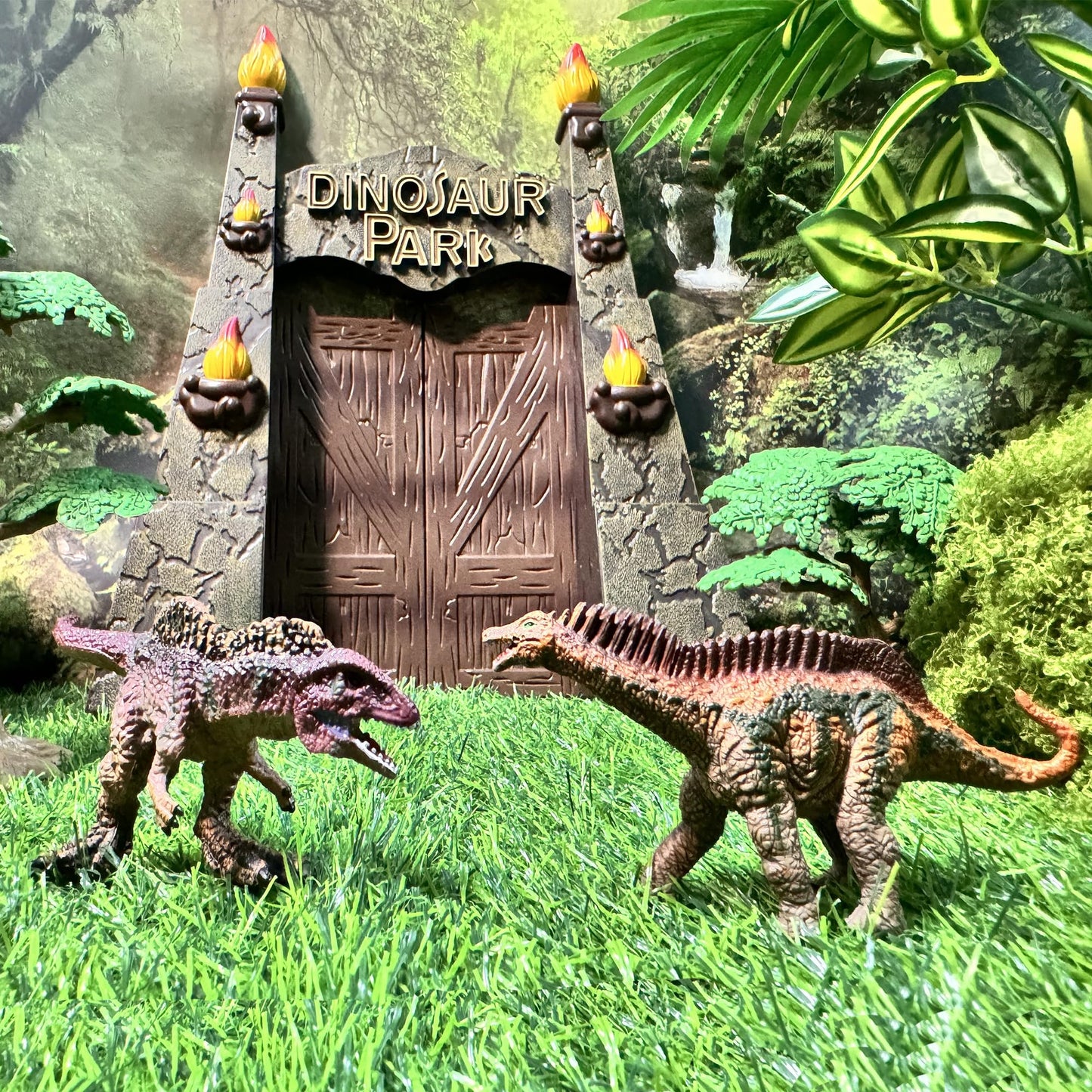 EKU EASYKU Dinosaur Park Gate Play Set - Realistic Tyrannosaurus Toys for Kids 3-7, Includes Dino Nest of Eggs, Plastic