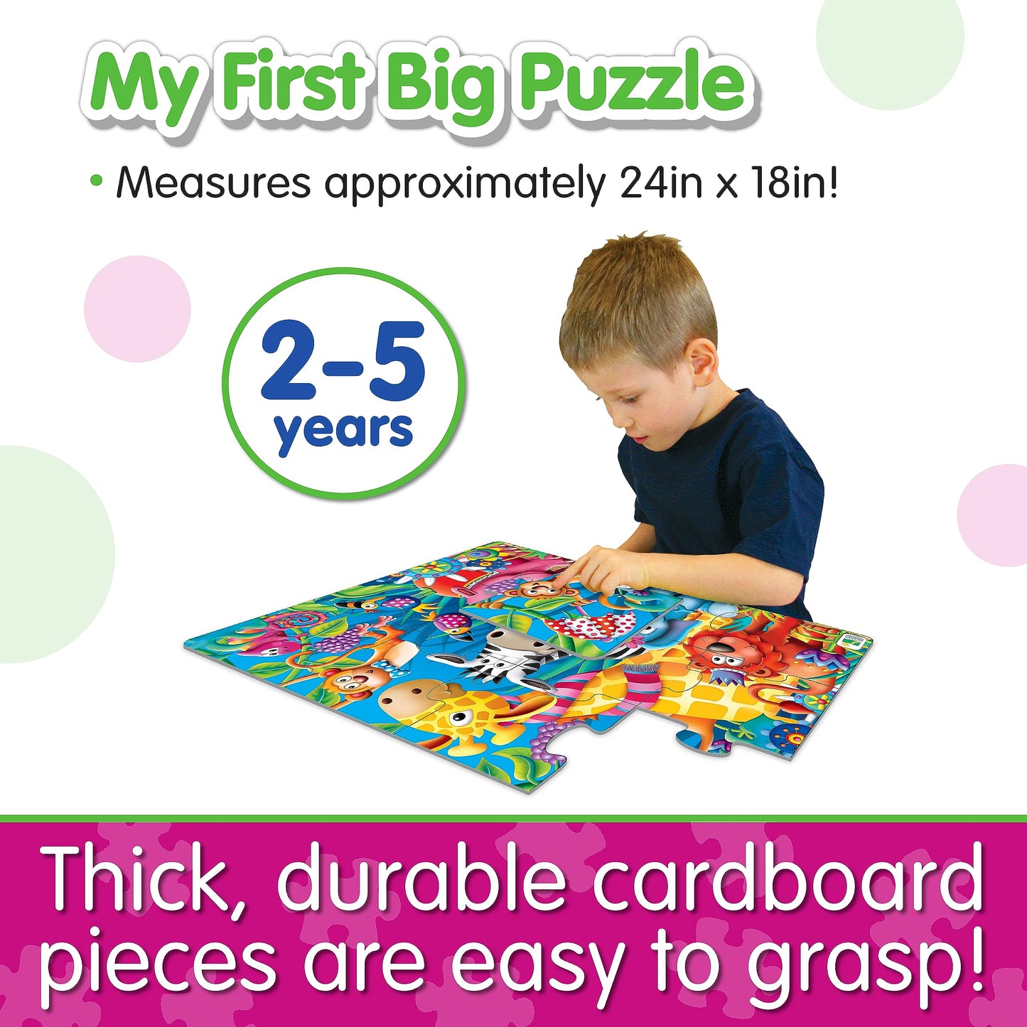 The Learning Journey My First Big Floor Puzzle - Jungle Friends - 12-Piece Toddler Puzzle (2 X 1.5 Feet) - Educational Gifts For Boys & Girls Ages 2 And Up, Multi