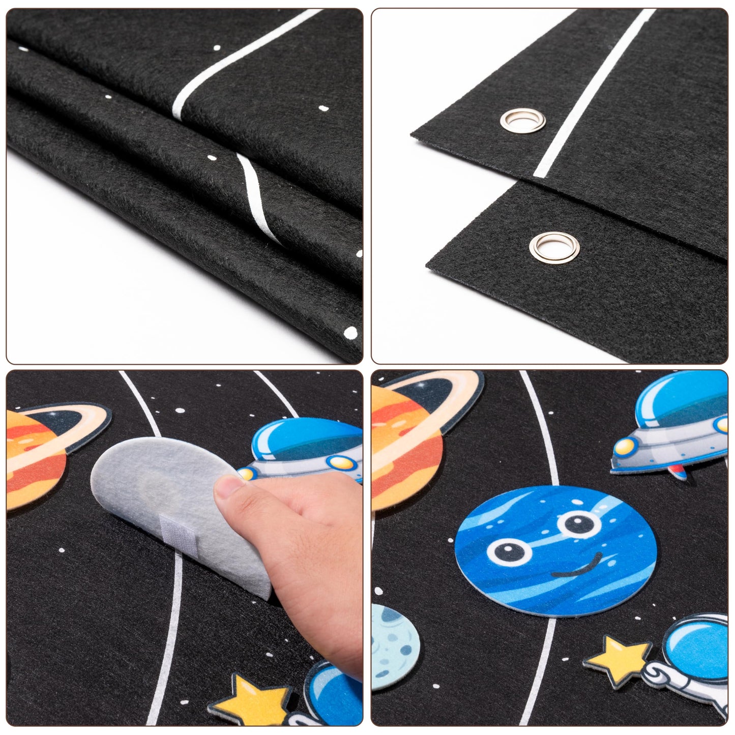 WATINC 44Pcs Outer Space Felt Story Board Set 3.5 Ft Solar System Universe Storytelling Flannel Interactive Play Kit with Hooks