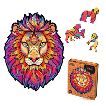 Unidragon Wooden Jigsaw Puzzles - Mysterious Lion, 327 Pcs, King Size 12.2' ?15.7, Beautiful Gift Package, Unique Shape Best Gift For Adults And Kids