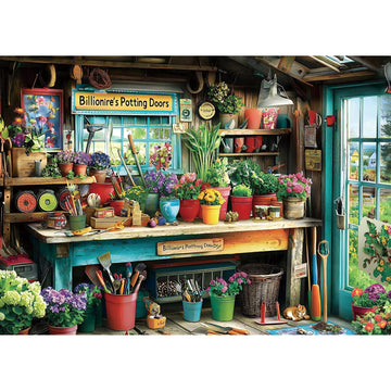 MINIWAN 1000 Piece Jigsaw Puzzle for mature-themeds - Billionaire 's Potting Shed Garden with Colorful Plants & Tools  27.5x19.7 Inches Unique Challenging mature-themed Puzzle for Relaxation & Home Decor