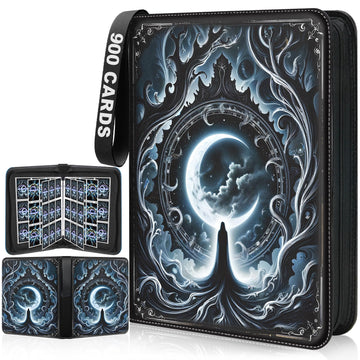 Winsing Card Binders 9 Pocket with 900 Pockets enhanced Zipper Case with 50 Removable Pages  Trading Folder Album Sleeves Holder Sheets for Game and Sports Cards Gifts for Boys and Girls Grey