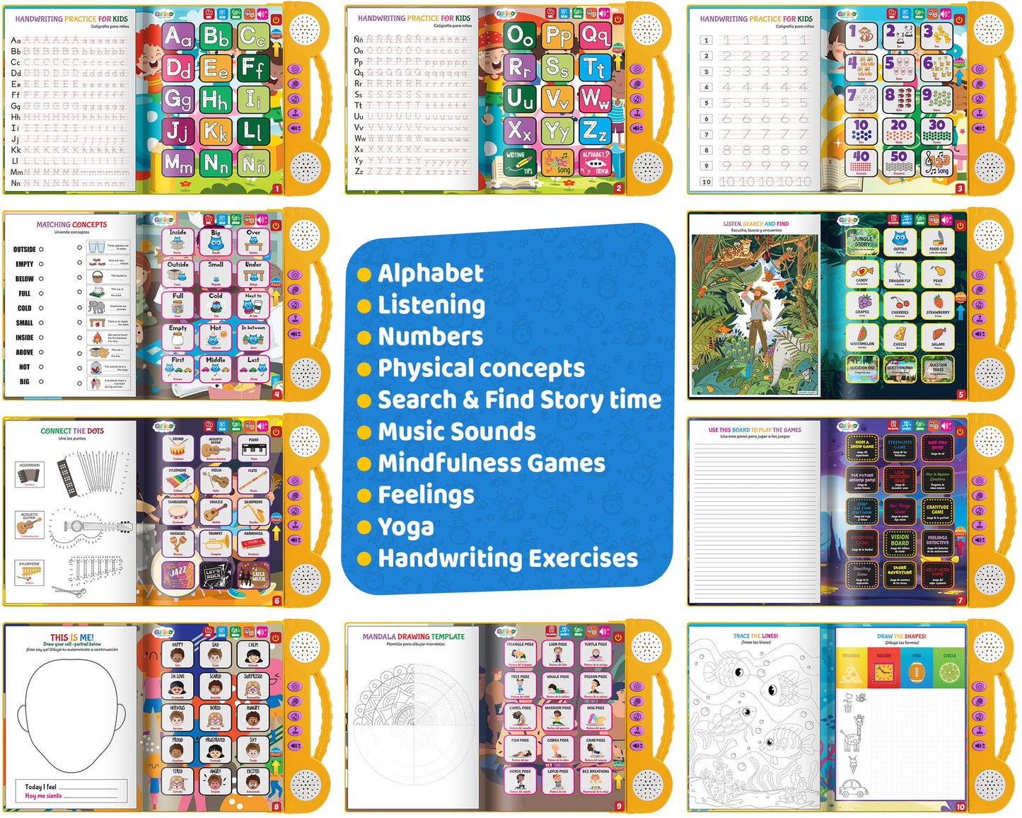 Bilingual Preschool Learning Activities With 2 Dry Erase Markers, Great Toddler Learning Activities. Reusable Spanish And English Preschool Workbook Homeschool Supplies