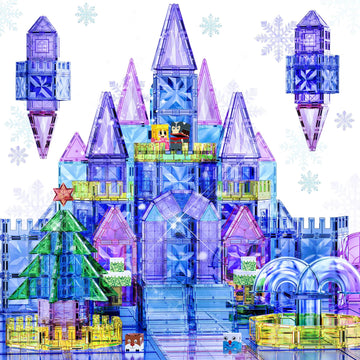 Sktmyy Magnetic Tiles,114Pcs 3D Diamond Princess Ice Castle, Magnet Tiles For Kids Age 3-5 4-8,Stem Educational Toys For Girls K