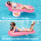 SLOOSH Pool Floats Lounger mature-themed  Fabric Pool Floaties Lounge Convertible 2-in-1 Floating Water Floaty with Cup Holders Adjustable Backrest Recliner for Pool Party (Pink)