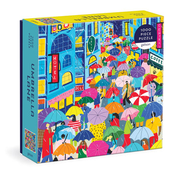 Galison Umbrella Lane 1000 Piece Puzzle In Square Box From Galison - Bright And Bold 27'' X 20'' Illustrated Puzzle, Thick And S