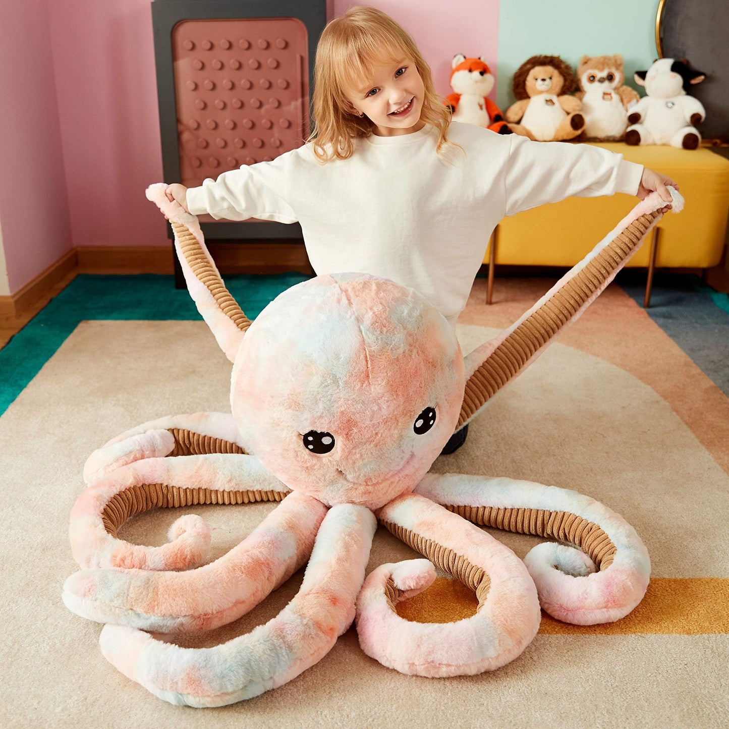 Ikasa Giant Octopus Stuffed Animal Jumbo Plush Toy,30' Soft Toys Large Cute Huge Kawaii Fluffy Big Size Fat Oversized Plushie,Gifts For Kids