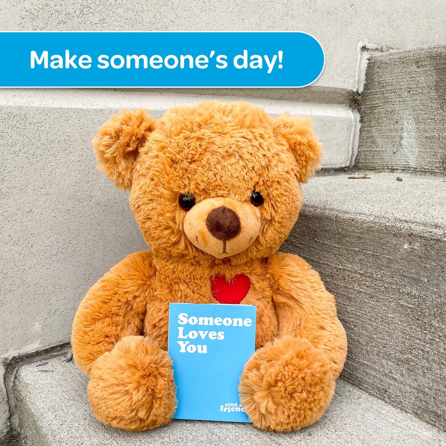 send a friend Toby The Teddy Bear Stuffed Animal Care Package  Someone Loves You Box  Great Gift for Any Reason (Love You Notecard)