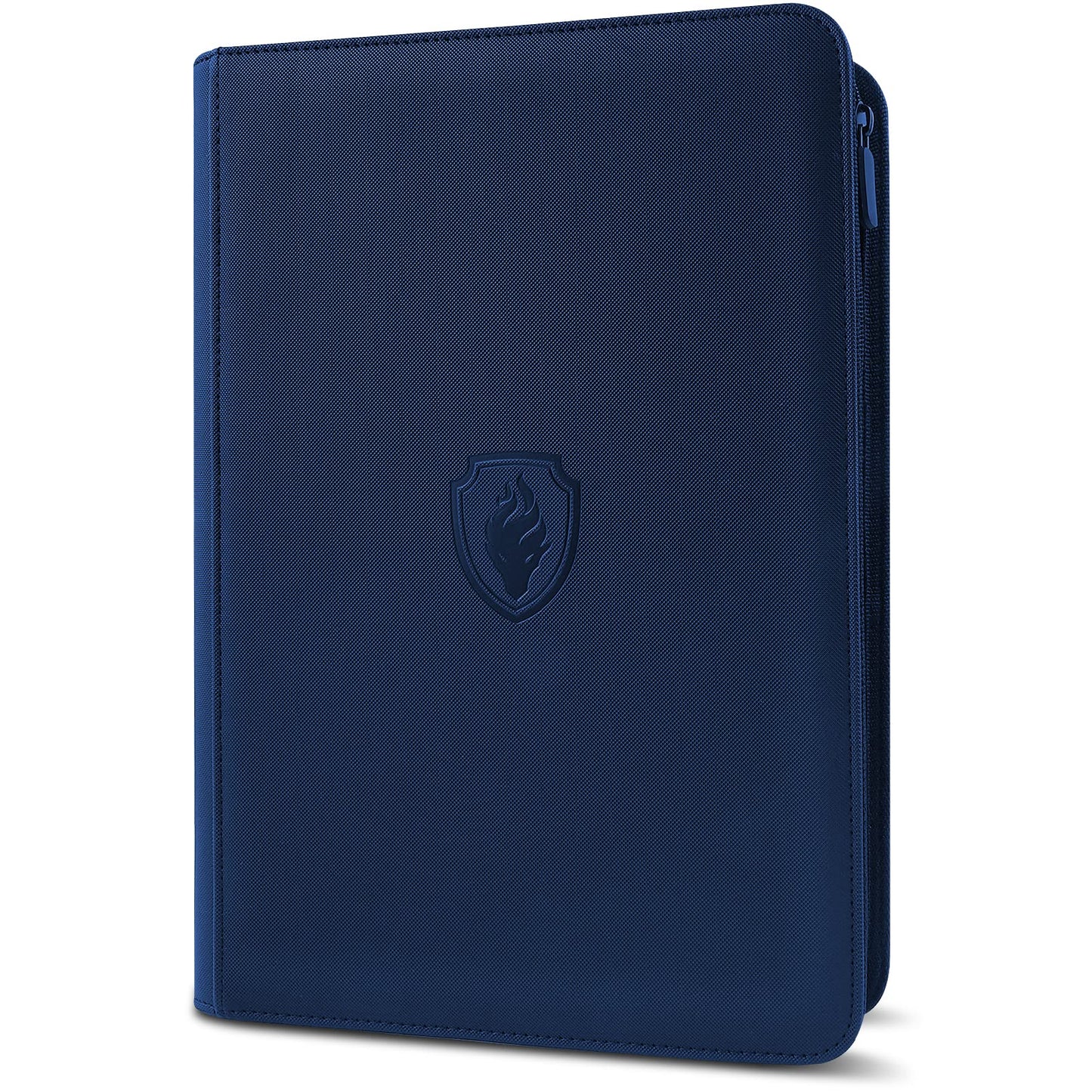 Fabmaker 360 9 Pocket Zipper Binder - enhanced PU Cover Zip Binder for Trading Cards  MTG  TCG  Sports Cards  Navy Blue