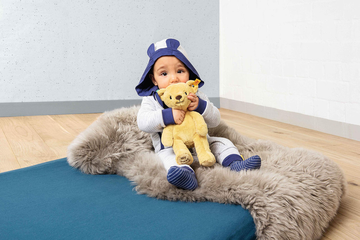 Steiff Soft Cuddly Friends My First Teddy Bear 10', Premium Stuffed Animal, Golden Blond