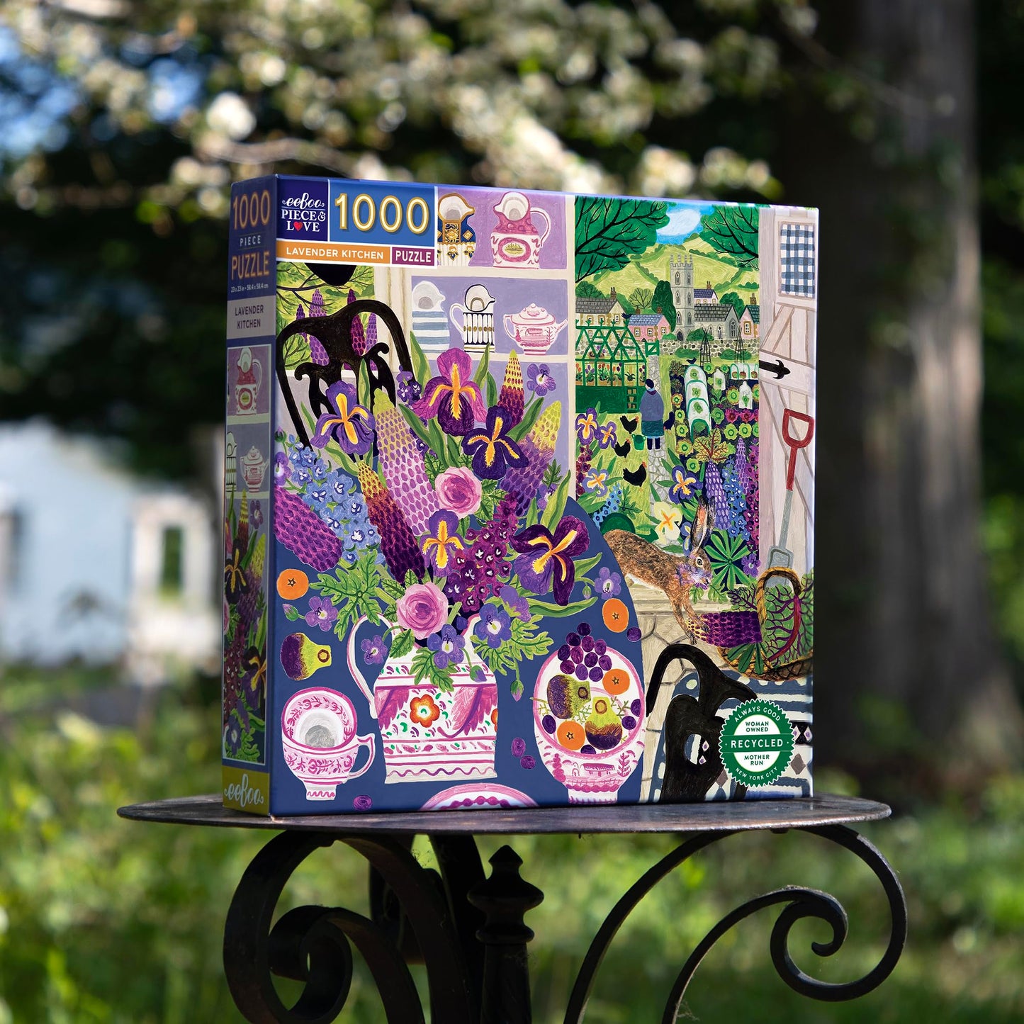 eeBoo 1000 Piece Puzzle - Piece & Love Lavender Kitchen, 23x23 inches, Cardboard, Adult Square Jigsaw with Image Reference Insert