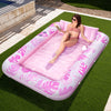 Sloosh Inflatable Tanning Pool Lounger Float, 85' X 57' Extra Large Pool Floats Adult With Pillow, 4 In 1 Suntan Tub Raft Floatie,Sunbathing Bed Lounge For Water Blow Up Ball Pit, Xl-Blushing Pink